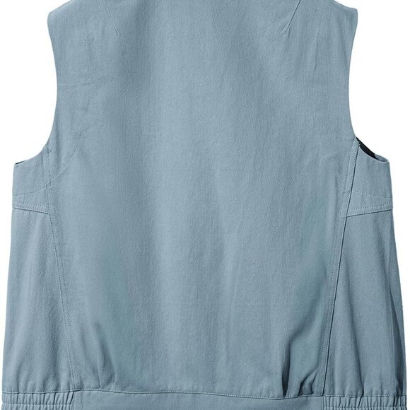 Womens Vests 2025 Fall Outerwear Button-Down Lapel Collar Elastic Hem Sleeveless - Picture 2 of 5